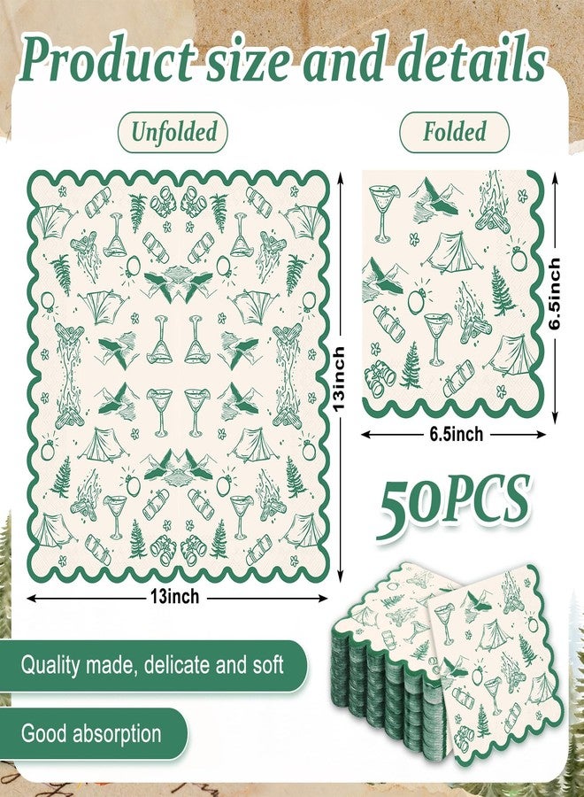 JarThenaAMCS مناديل ورقية خضراء للاستخدام مرة واحدة من JarThenaAMCS، 50 قطعة، لحفلات توديع العزوبية، مناسبة للتخييم والغداء، مزينة بحواف مزخرفة، مثالية لحفلات الزفاف وأعياد الميلاد. - Image 2